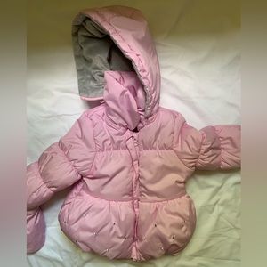 Girls 12m pink winter coat with mittens